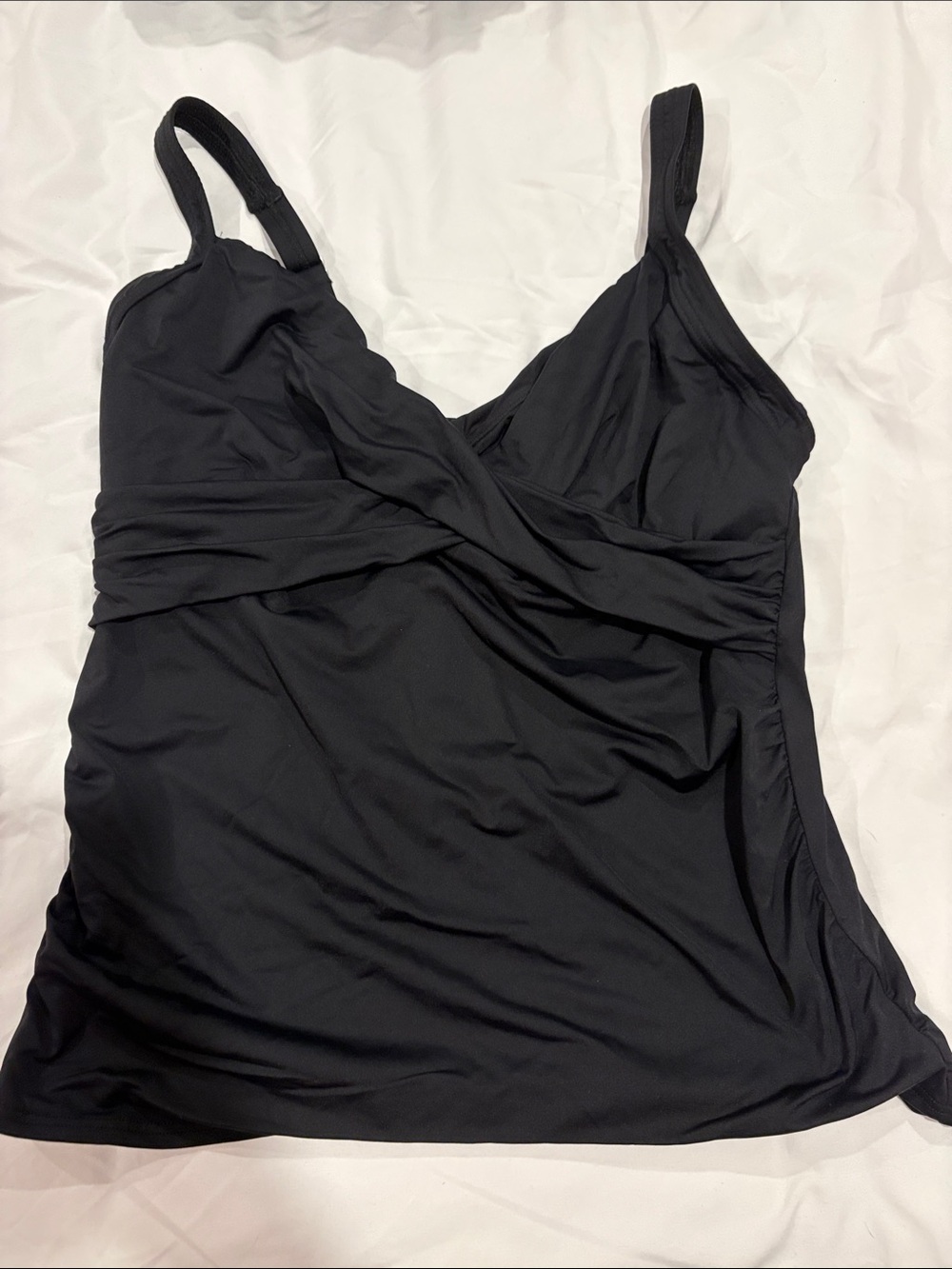 Lands' End Black Swim Top with Support and Adjustable Straps